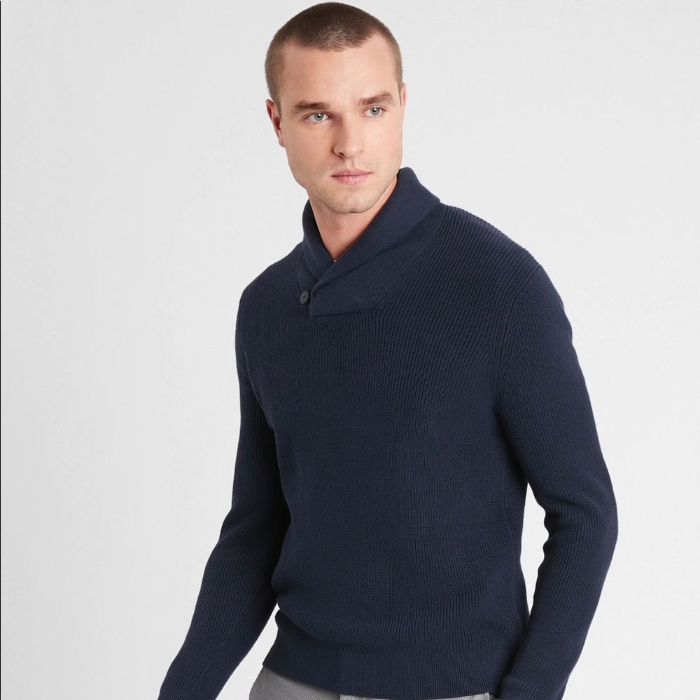 Banana Republic Ribbed Shawl-Collar Sweater